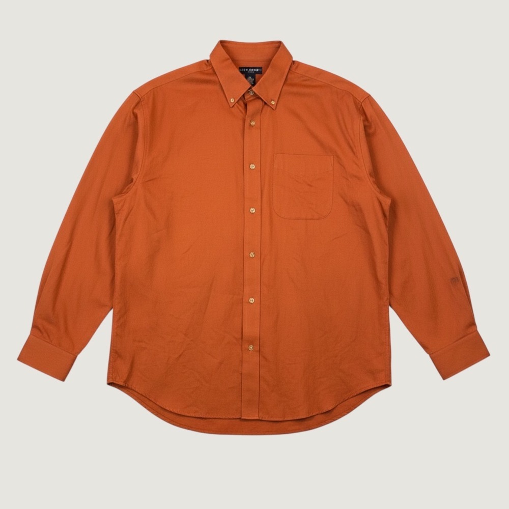 Ivy Crew Classics Mens XXL Orange Herringbone Cotton Long Sleeve Button Down